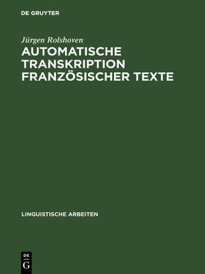cover image of Automatische Transkription französischer Texte